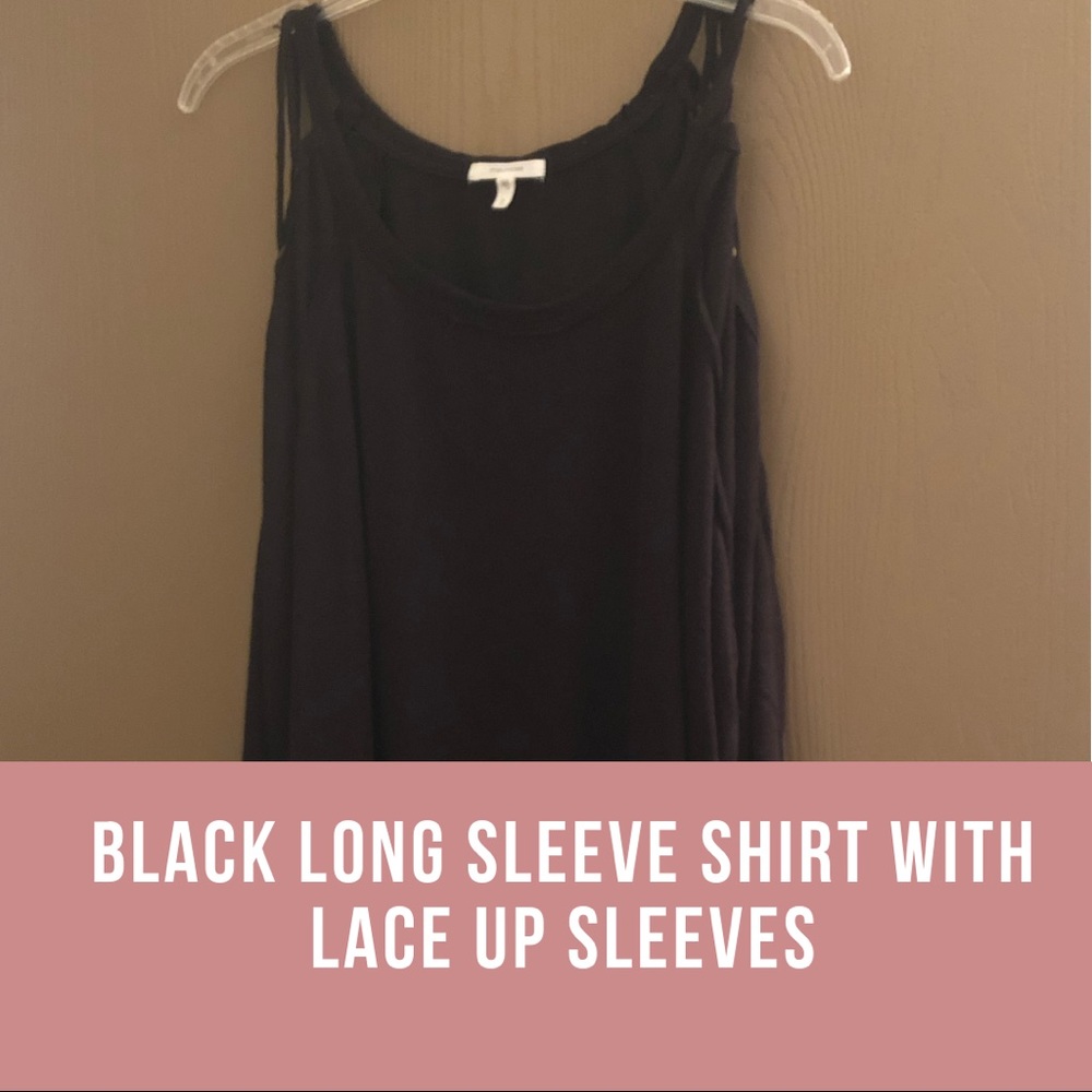 Black long tie sleeve with lace bottom.
